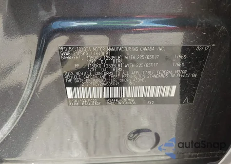 2017 Toyota Rav4 Xle из США, поврежденный, VIN 2T3RFREV2HW605045